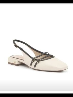 Sam Edelman Ivory Slingback Flats with Black Trim- Size 9